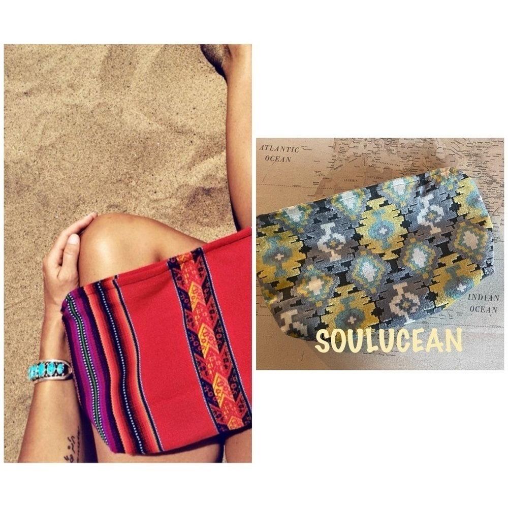 Soulucean Ikat Wet Dry Bag OS Colorful Patterned Clutch For Beach/Travel NWOT